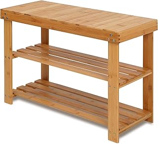 Pipishell Bamboo Shoe Rack Bench, 3-Tier Shoe Shelf Organizer Holds up to 220 lbs, Entryway Storage Bench Ideal for - Image 1