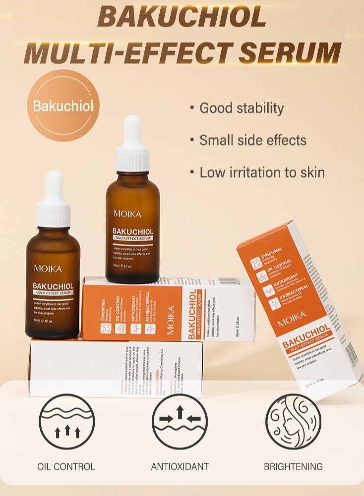 Bakuchiol Multi-Effect Serum, 30ml, Brightening, Oil Control, Antioxidant, Antibacterial, Anti-Aging, Improves Skin Elasticity, Reduces Wrinkles