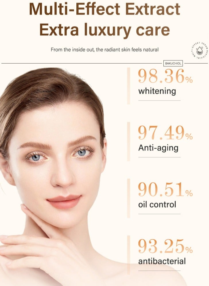 Bakuchiol Multi-Effect Serum, 30ml, Brightening, Oil Control, Antioxidant, Antibacterial, Anti-Aging, Improves Skin Elasticity, Reduces Wrinkles