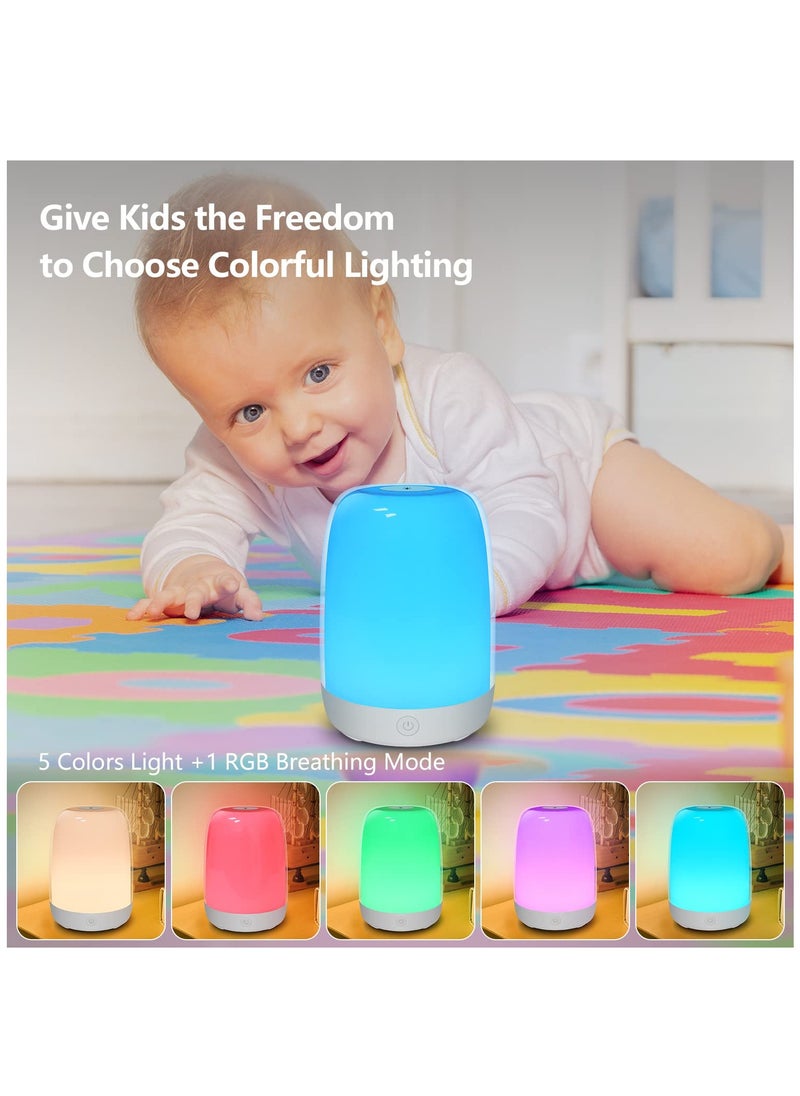 SYOSI - Nursery Night Light for Babies, Baby Night Light with Dimmable Warm Light, 5 Color Changing Light, Usb Rechargeable Bedside Night Light Lamp,  Led Touch Control Light for Baby Bedroom - Image 1