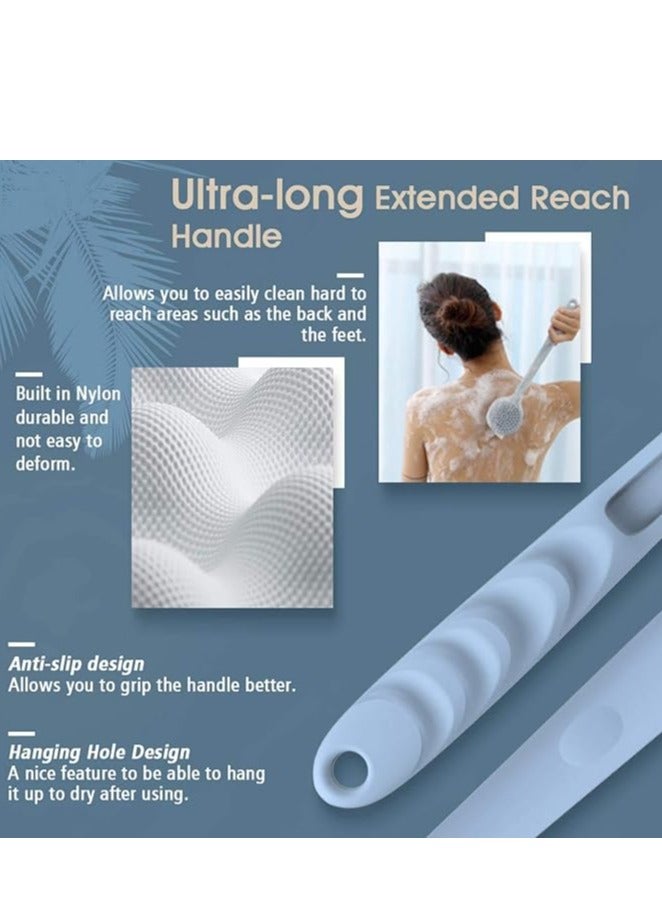 إسكدنيا فرشاة جسم الحمام، فرشاة سيليكون ذات مقبض طويل حمام الحمام فرشاة الظهر مزدوجة الجانب سكرة لا بلاستيك رائحة الظهر مقشر خالية من BPA سيليولايت جلد Massager Skin Care for Women Men - Image 3