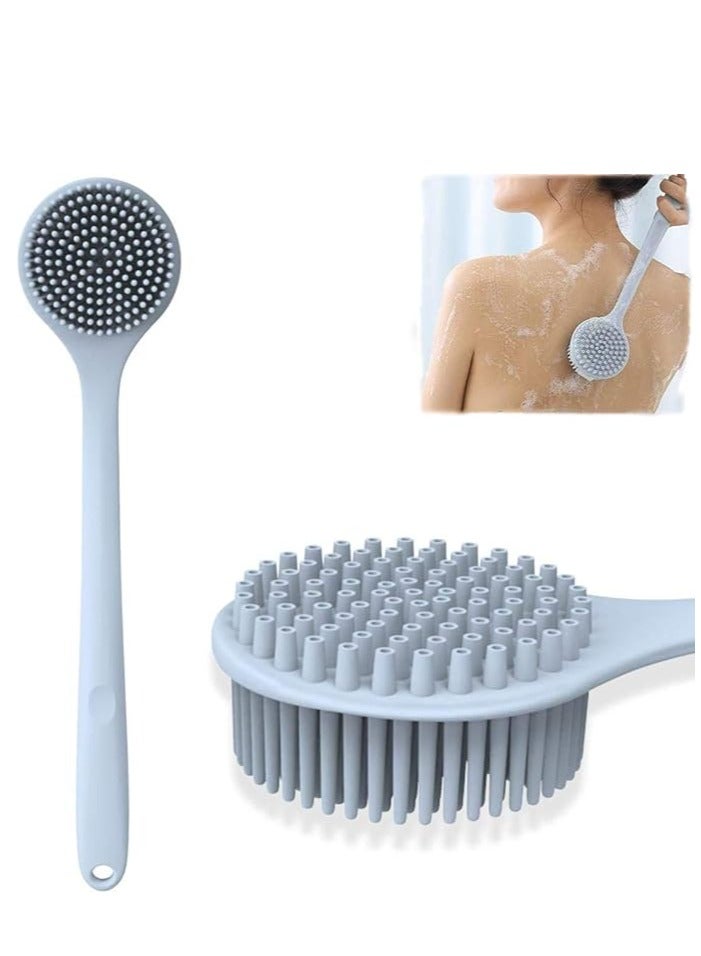 إسكدنيا فرشاة جسم الحمام، فرشاة سيليكون ذات مقبض طويل حمام الحمام فرشاة الظهر مزدوجة الجانب سكرة لا بلاستيك رائحة الظهر مقشر خالية من BPA سيليولايت جلد Massager Skin Care for Women Men - Image 1