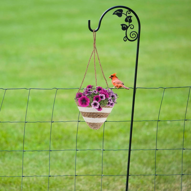 VALICLUD Large Grass Woven Hanging Basket Natural Color Wall Planter For Indoor Outdoor Balcony Garden Storage 28x22cm - Image 4