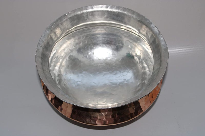 KITCHEN NEXT KITCHEN NEXT Muke Copper Inside Kalai Handi Sipri degchi biryani Pot with Hammered Shinny Finish for Cooking Serving 3 Liter  - Image 4