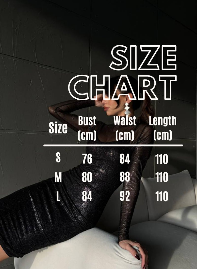 Sequin double layer black midi dress