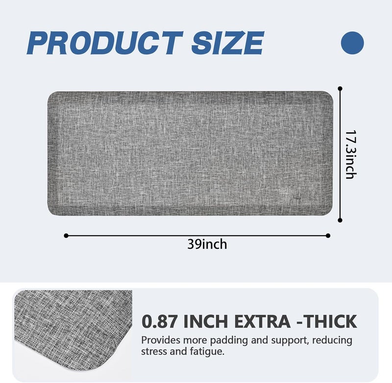 ergohead Anti Slip 7/8 inchs Anti Fatigue Kitchen Floor Mat, Ergonomic Comfort Standing Mat, Waterproof Kitchen Runner for Home, Kitchen, Office, Laundry, Garage (Light Gray, 17.3" x 39" -0.87") - Image 3