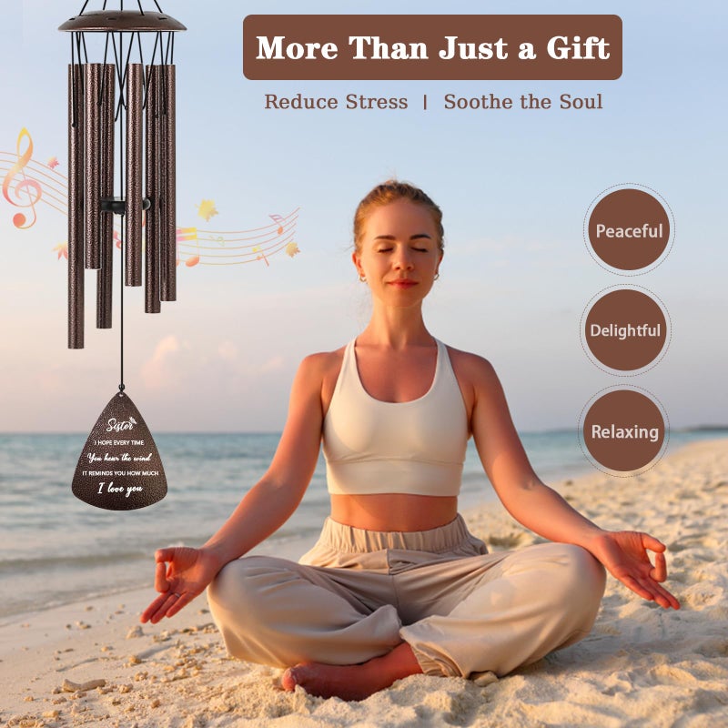 Soopau Sister Gifts, 32" Bronze Wind Chimes Sister Gifts for Women, Gifts for Sister, Sisters Gifts from Sister, Gifts for Sister in Law, Best Sister Ever Gifts - Image 3