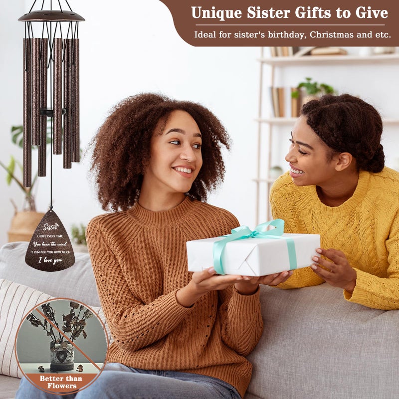 Soopau Sister Gifts, 32" Bronze Wind Chimes Sister Gifts for Women, Gifts for Sister, Sisters Gifts from Sister, Gifts for Sister in Law, Best Sister Ever Gifts - Image 2