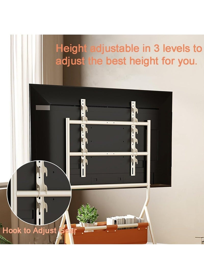 WALALLA Mobile TV Stand, Rolling TV Stand with Wheels, Mobile TV Cart with Storage Shelves, Rolling TV Cart for 32-75 inch Inch TV, Floor TV Stand for Bedroom, Office - Image 3