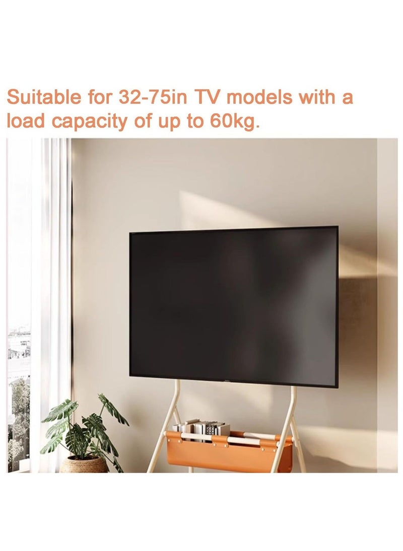 WALALLA Mobile TV Stand, Rolling TV Stand with Wheels, Mobile TV Cart with Storage Shelves, Rolling TV Cart for 32-75 inch Inch TV, Floor TV Stand for Bedroom, Office - Image 4