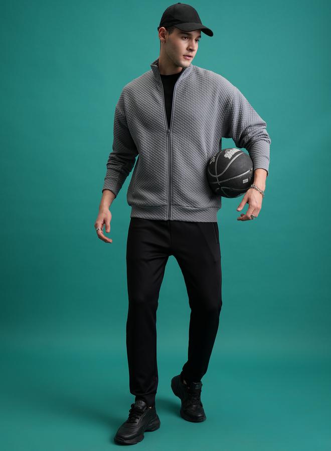 HIGHLANDER Textured Front Zip Collared Sweatshirt - Image 4