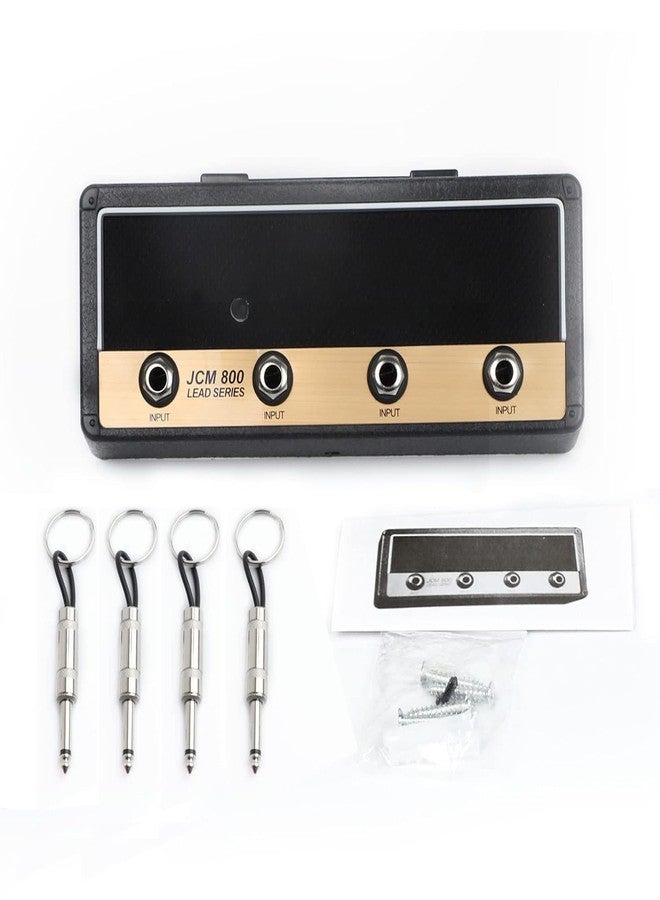 Veemok Guitar Key Holder Wall Mount with 4 Plug Keychains – Metal Key Rack with Hooks for Room | Entryway – Self-Adhesive Wall Mounted Key Hanger, Guitar Amp Style Key Organizer (Black) - Image 4