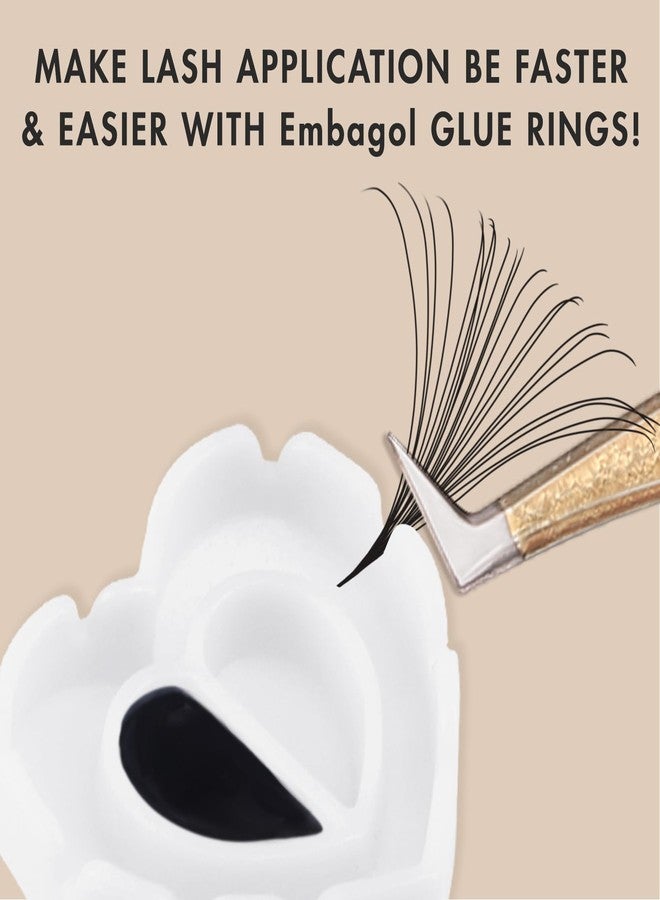Embagol 100 PCS Glue Rings for Eyelash Extensions Disposable Lovely Heart Blossom Cups Makeup Plastic Nail Art Supplies - White - Image 2