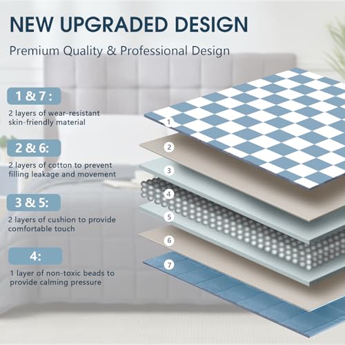 BETU Blue Checkered Weighted Blanket for Adults 20lbs, 48"x72", Twin Full Size Cooling Plaid Heavy Throw Blanket for 180-220lbs, Microfiber Soft Thick Big Blankets Weighted Comforter Gifts for Sleeping - Image 4