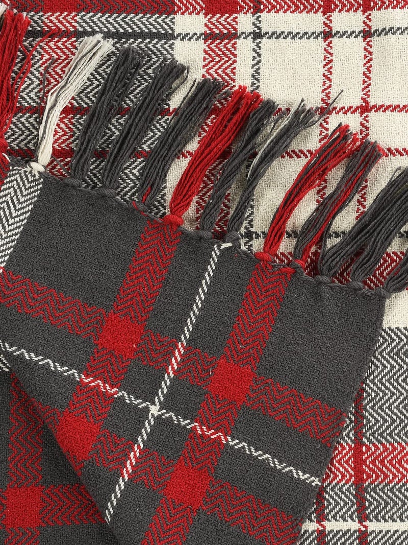SASHAA WORLD Christmas Check Throw Blanket | Cozy Red & Black Holiday Throw for Sofa, Bed, Chair & Couch | Christmas Blanket | 160 × 130 cm - Image 3