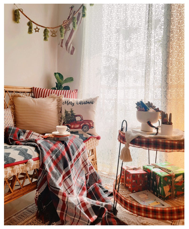 SASHAA WORLD Christmas Check Throw Blanket | Cozy Red & Black Holiday Throw for Sofa, Bed, Chair & Couch | Christmas Blanket | 160 × 130 cm - Image 5