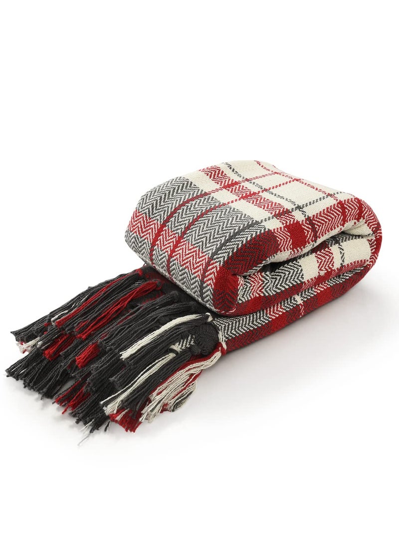 SASHAA WORLD Christmas Check Throw Blanket | Cozy Red & Black Holiday Throw for Sofa, Bed, Chair & Couch | Christmas Blanket | 160 × 130 cm - Image 2