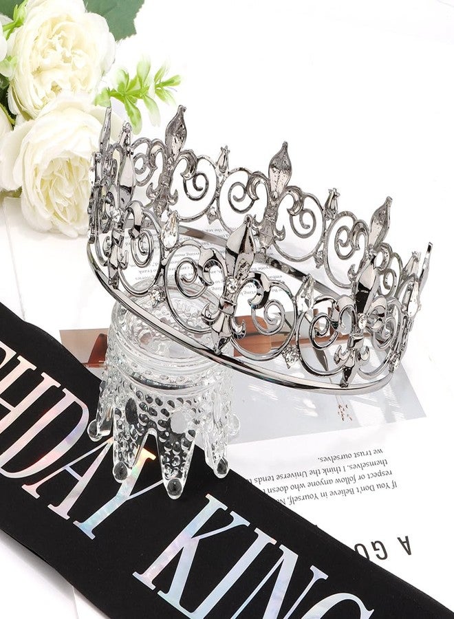 AOPRIE Birthday King Crown and Sash for Men Costume Headwear for Men Birthday Party Decoration Black, 2 Pack - Image 2