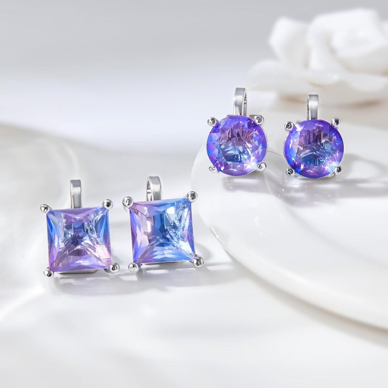 YOQUCOL 2 Pairs 8MM Cubic Zirconia Crystal Clip On Stud Earrings Non Pierced Stud Earrings For Women - Image 5
