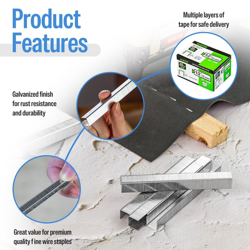 Meite مسامير تنجيد مجلفنة مقاس 20، 1/2 بوصة (12.3 مم) مع طول 1/2 بوصة، ثقيلة الاستخدام للبناء، الأثاث، الحرف اليدوية ومشاريع DIY (علبة واحدة) - Image 5