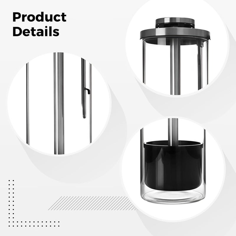 Home, Restaurant, Or Bar Chopstick Holder with Lid, Stainless Steel and High Borosilicate Glass, Kitchen Utensil Storage, Straws and Chopsticks - Image 1