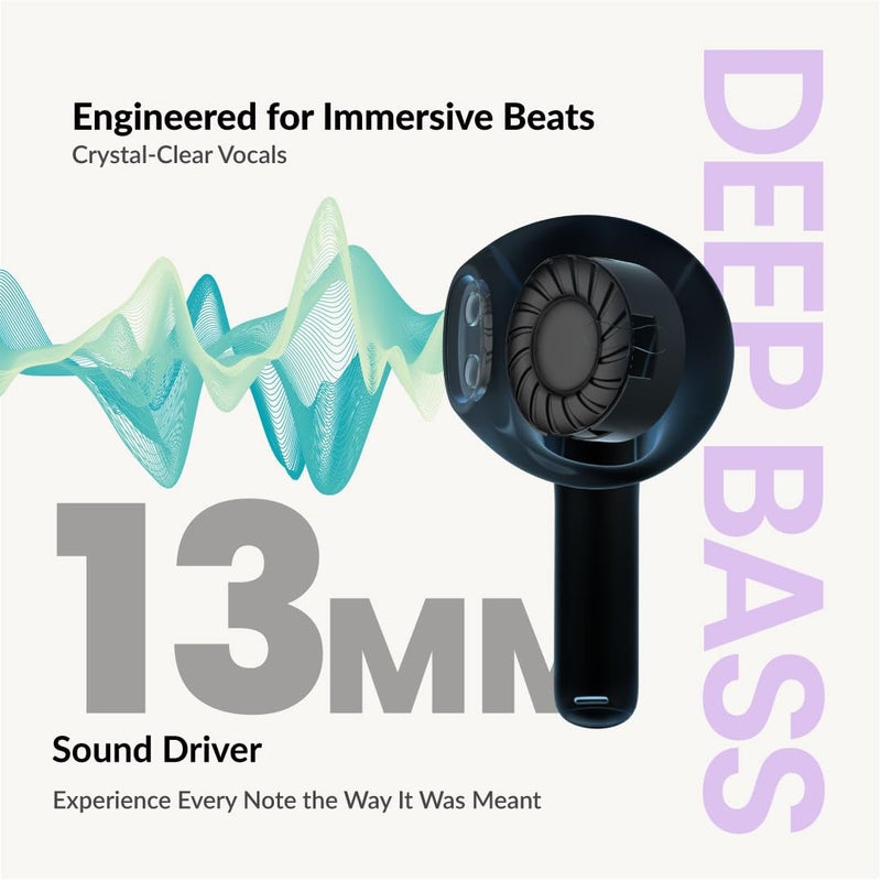 Hammer HTWS003 2025 TWS Wireless Bluetooth Earbuds with Inbuilt Mic, 100H Standby Time, 30H Playtime, USB Type-C, 13mm Dynamic Drivers, IPX5 Water-Resistant Earphones (Blue) - Image 2