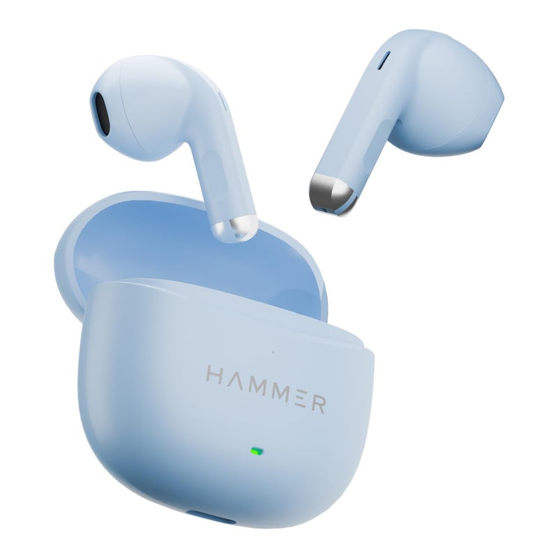 Hammer HTWS003 2025 TWS Wireless Bluetooth Earbuds with Inbuilt Mic, 100H Standby Time, 30H Playtime, USB Type-C, 13mm Dynamic Drivers, IPX5 Water-Resistant Earphones (Blue) - Image 1