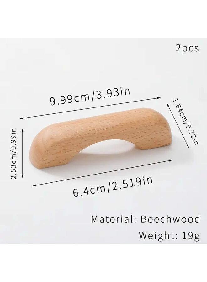Beech Walnut Cabinet Door Handles 2pcs Set Bridge Style Polished Metal Finish 64mm Hole Spacing - Image 3