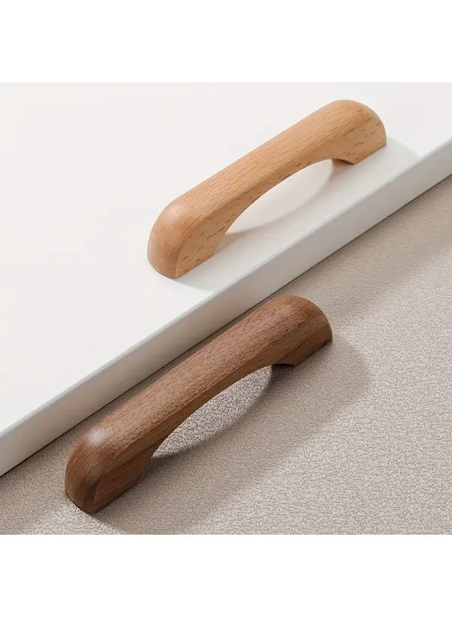 Beech Walnut Cabinet Door Handles 2pcs Set Bridge Style Polished Metal Finish 64mm Hole Spacing - Image 2