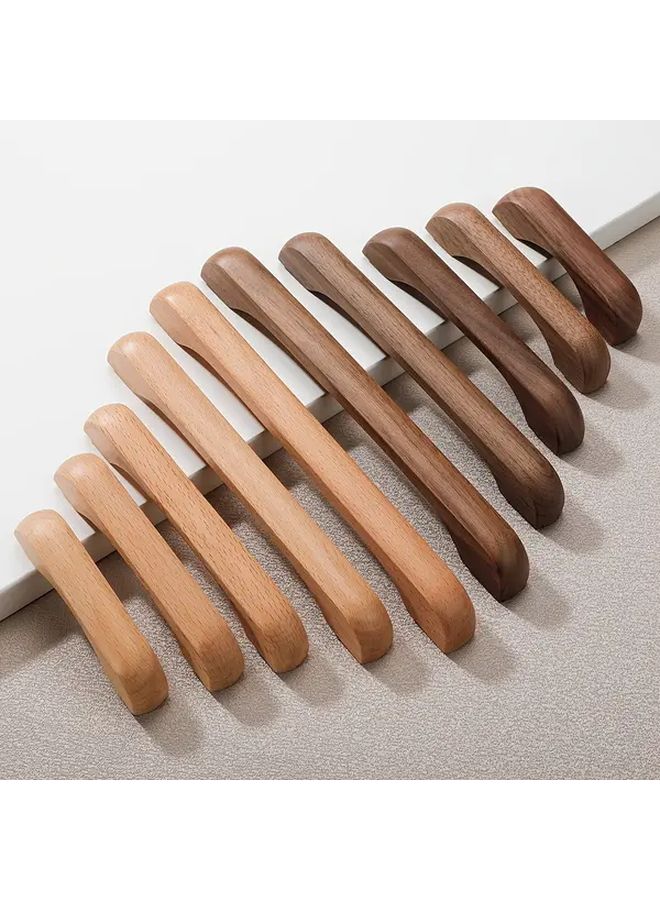 Beech Walnut Cabinet Door Handles 2pcs Set Bridge Style Polished Metal Finish 64mm Hole Spacing - Image 1