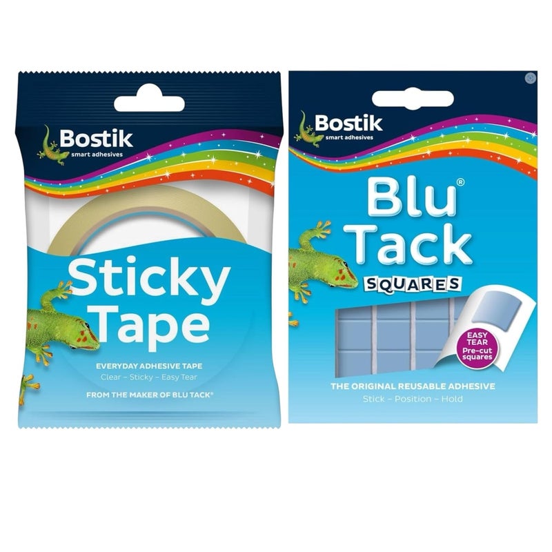 بوستيك شريط لاصق سهل القطع يدويًا، 250 مم × 50 م، لفة + لاصق بوستيك بلو تاك، لوازم مكتبية سهلة الاستخدام للعودة إلى المدرسة، عبوة من قطعتين - Image 1