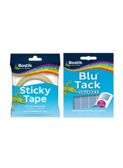 Bostik Bostik Sticky Tape Easy to Cut by Hand 250mm X 50m Roll + Blu Tack Square Blue Pack of 2 Back to School Bundle Offer  - Image 1