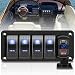 RVZONE 4 Gang IP68 Waterproof Boat Rocker Switch Panel DC 1224V LED Digital Voltmeter Dual USB QC 30 TypeC Fast Charging PreWired Toggle Switch Panel for RV Car Marine Boat Truck Blue - Image 2