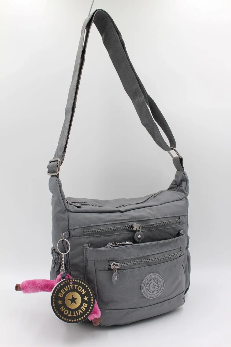 Bevitton Gray Color Clinkir Light Fabric 8 Compartment Crossbody Messenger Shoulder Bag / 3100