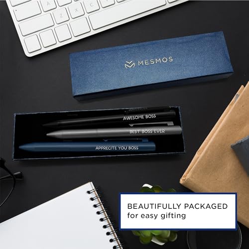 MESMOS 3pk Fancy Pens for Men, German Made Ballpoint Ink 1mm Medium Tip, Best Boss Gifts for Men, Boss Day Male Birthday Gift for Him - Image 4