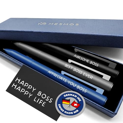 MESMOS 3pk Fancy Pens for Men, German Made Ballpoint Ink 1mm Medium Tip, Best Boss Gifts for Men, Boss Day Male Birthday Gift for Him - Image 1