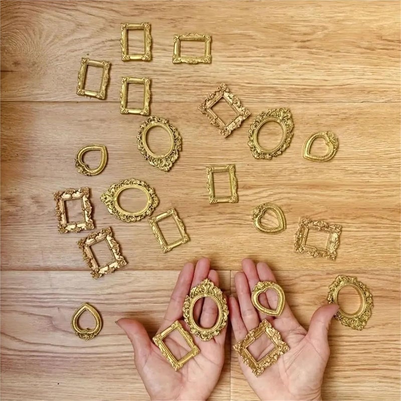 mini gold frames Vintage Resin DIY Shadow Box Frame DIY Memory Display Frames Mini Photo Frames Gifts(Silver) - Image 2