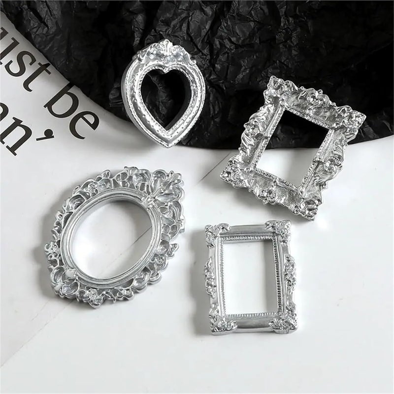 mini gold frames Vintage Resin DIY Shadow Box Frame DIY Memory Display Frames Mini Photo Frames Gifts(Silver) - Image 4
