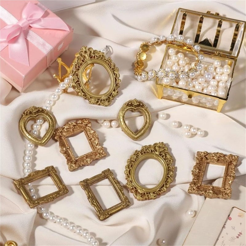mini gold frames Vintage Resin DIY Shadow Box Frame DIY Memory Display Frames Mini Photo Frames Gifts(Silver) - Image 3