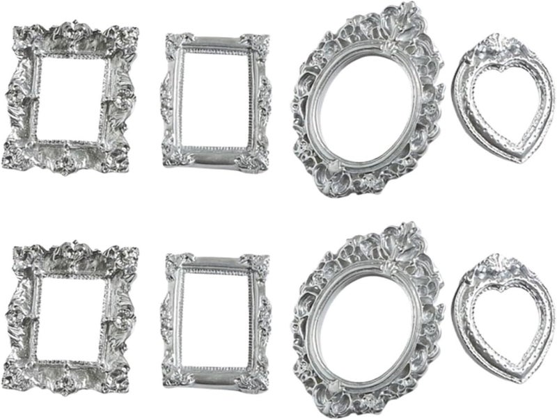 mini gold frames Vintage Resin DIY Shadow Box Frame DIY Memory Display Frames Mini Photo Frames Gifts(Silver) - Image 1