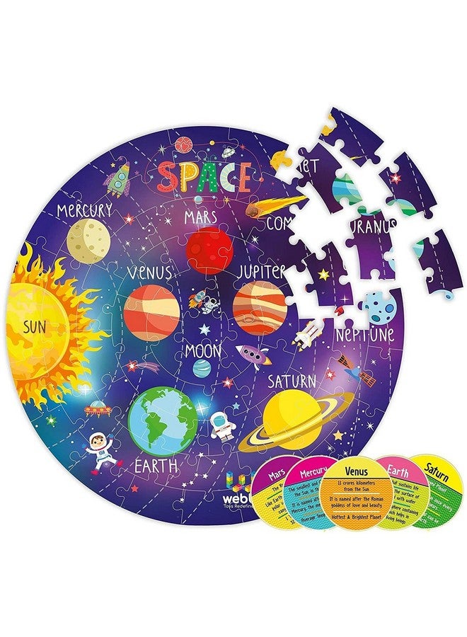 Webby Combo of Amazing Solar System and World Map Jigsaw Floor Puzzle | 60 Pcs with 4 Double Sided Flashcards with Each Puzzle (Set of 2) - Image 4