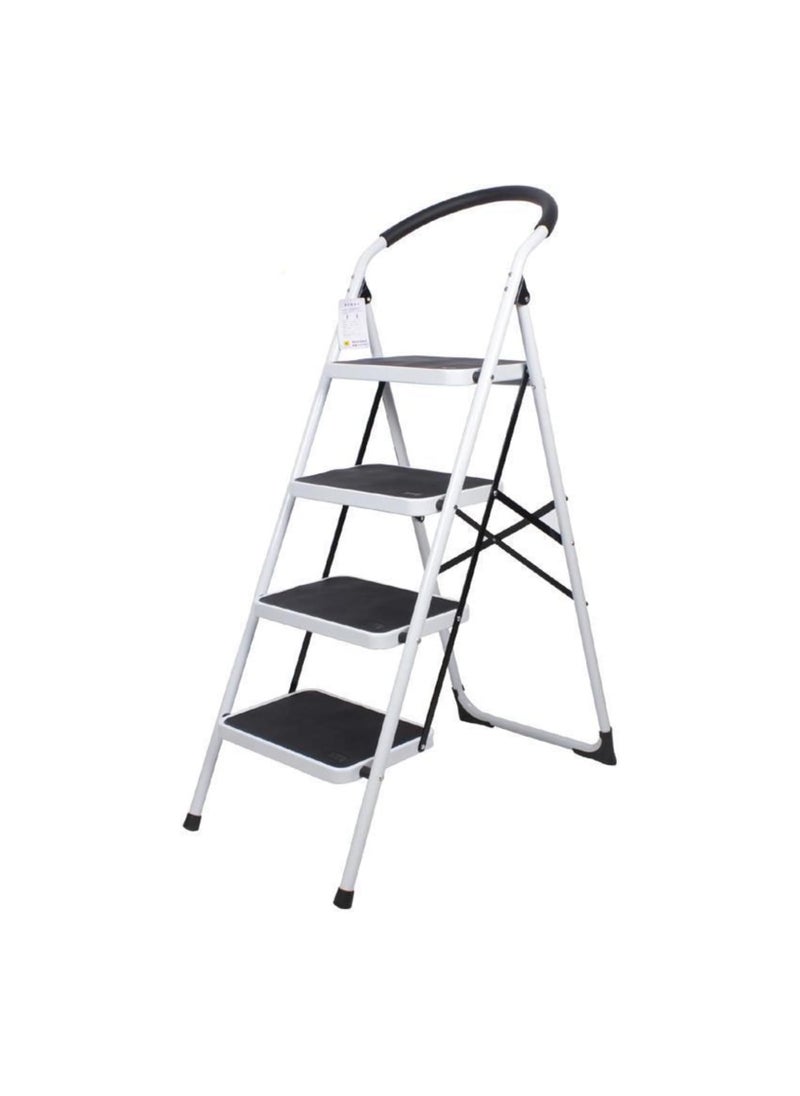 VIO 4 Step Ladder Heavy Duty Portable Folding Step Stool Anti Slip Wide Pedal Stepladders for Kitchen Home Office Garage Use Space Saving 4 Step Ladder White  - Image 3
