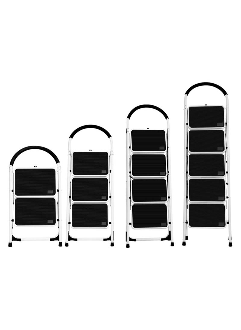 VIO 4 Step Ladder Heavy Duty Portable Folding Step Stool Anti Slip Wide Pedal Stepladders for Kitchen Home Office Garage Use Space Saving 4 Step Ladder White  - Image 2
