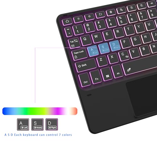 SNOODU for Samsung Galaxy Tab S11 2025 11" Keyboard Case: 3 Zone 7 Colors Backlit Trackpad Keyboard for 11-inch Samsung Tablet S11 5G - Detachable Wireless Key Board Tablet Cover with Pen Holder & Kickstand - Image 3