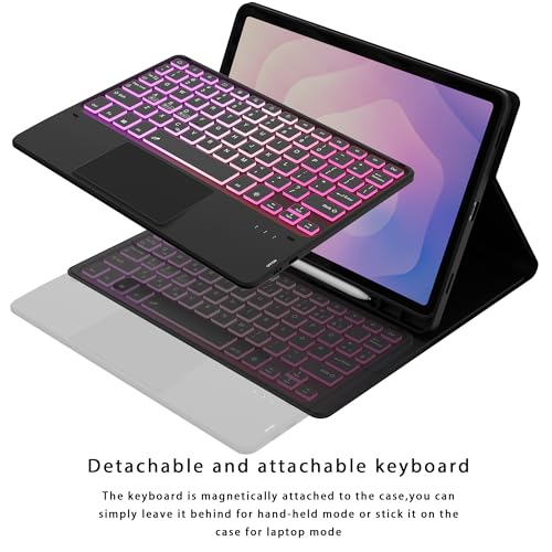 SNOODU for Samsung Galaxy Tab S11 2025 11" Keyboard Case: 3 Zone 7 Colors Backlit Trackpad Keyboard for 11-inch Samsung Tablet S11 5G - Detachable Wireless Key Board Tablet Cover with Pen Holder & Kickstand - Image 4
