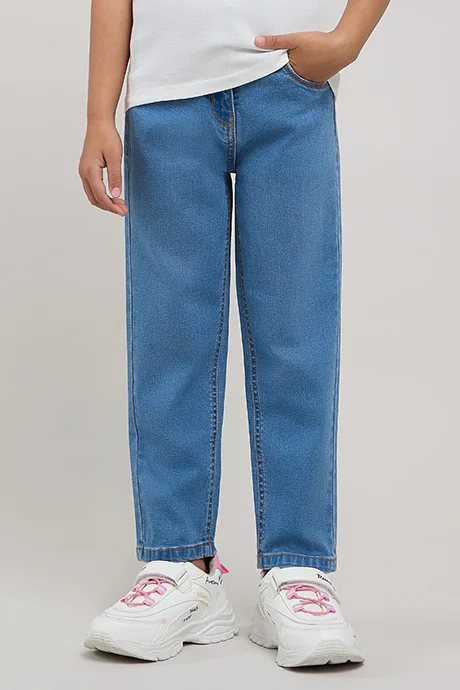 R&B Washed Straight Fit Jeans with Button Closure