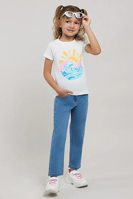 R&B Washed Straight Fit Jeans with Button Closure