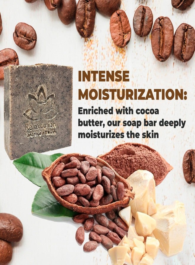 Relaxcation Handmade Coffee Scrub Soap Bar - Natural Exfoliating Soap with Fresh Ground Coffee, Cocoa Butter & Latte Aroma - Cold Process Body Scrub Bar - (5 bars) - Image 4