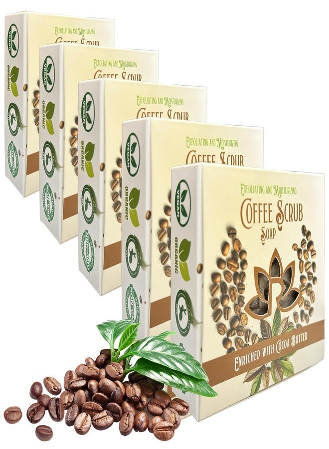 Relaxcation Handmade Coffee Scrub Soap Bar - Natural Exfoliating Soap with Fresh Ground Coffee, Cocoa Butter & Latte Aroma - Cold Process Body Scrub Bar - (5 bars) - Image 2