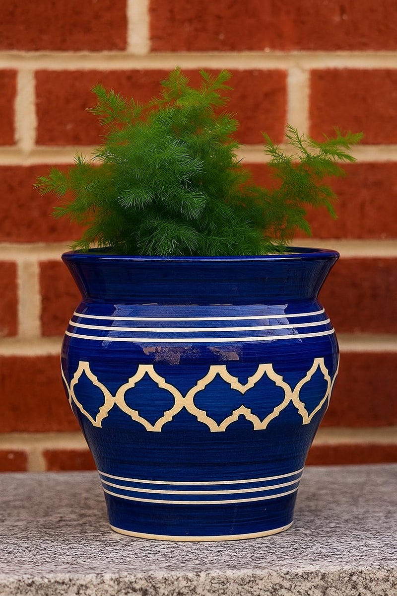 Niyara Designer Ceramic planters pots for Indoor Outdoor Home, Garden Office Decor Balcony Planters Gamla Flower Size- Large, 8 inches (8 Inch, Moroccan Blue) - Image 4